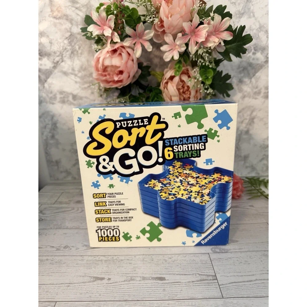 PUZZLE SORT‎ & GO! NIB 6 Stackable Sorting Trays for 1000 Piece Jigsaw Puzzles